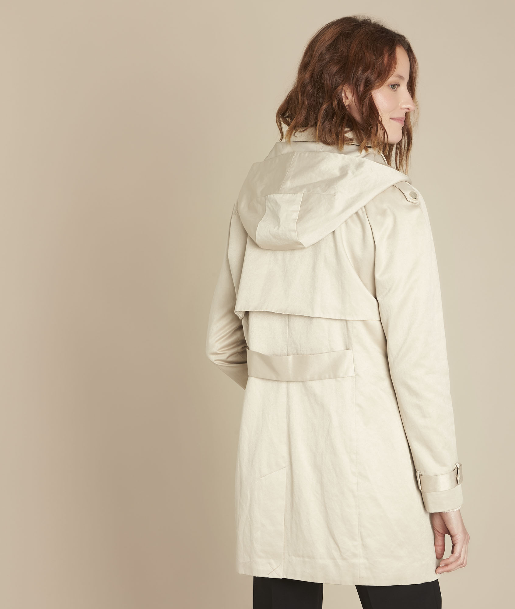 Trench à capuche beige Quesia Femme Maison 123