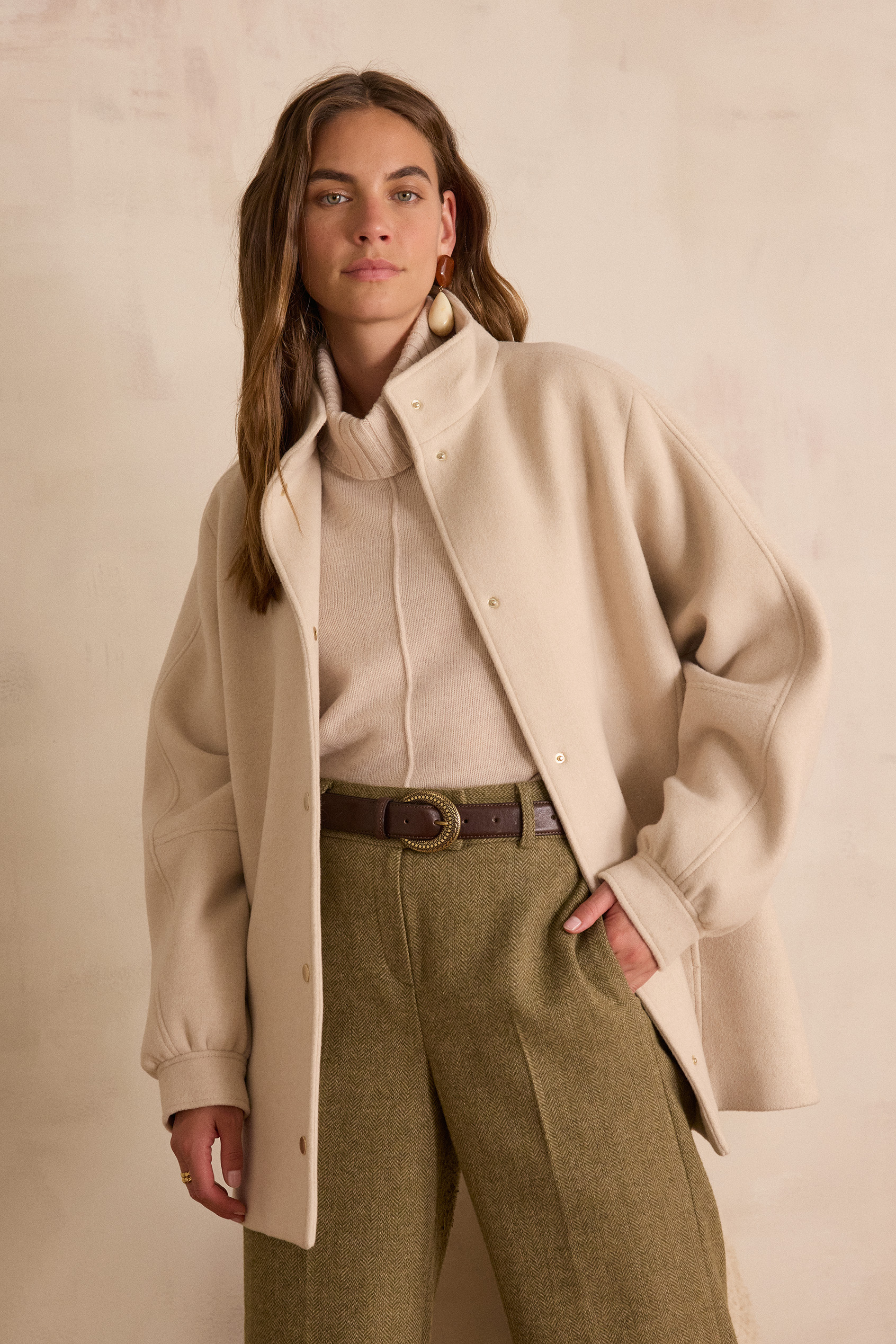Manteau mi-long DAMIEN en laine Femme NATUREL Maison 123