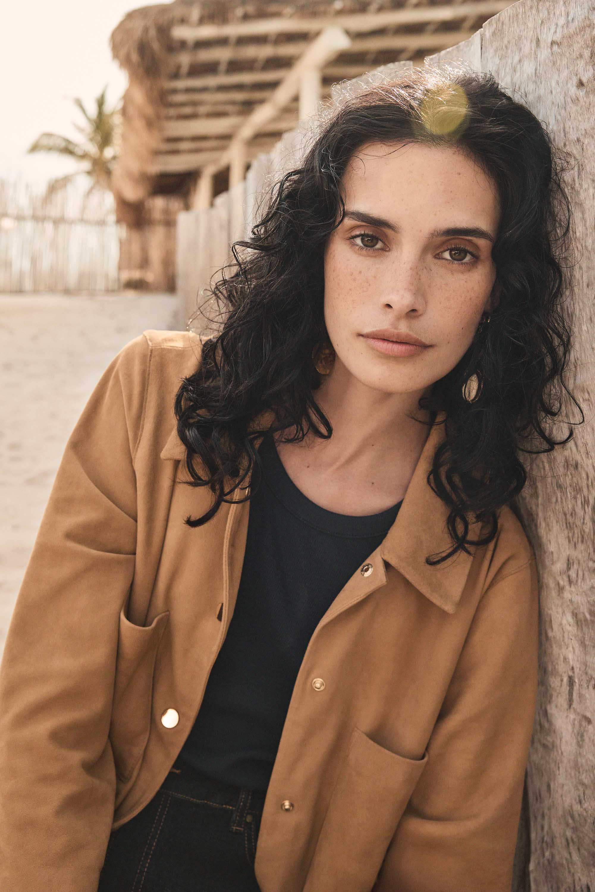 Chemise à manches 3/4 en cuir CLARA