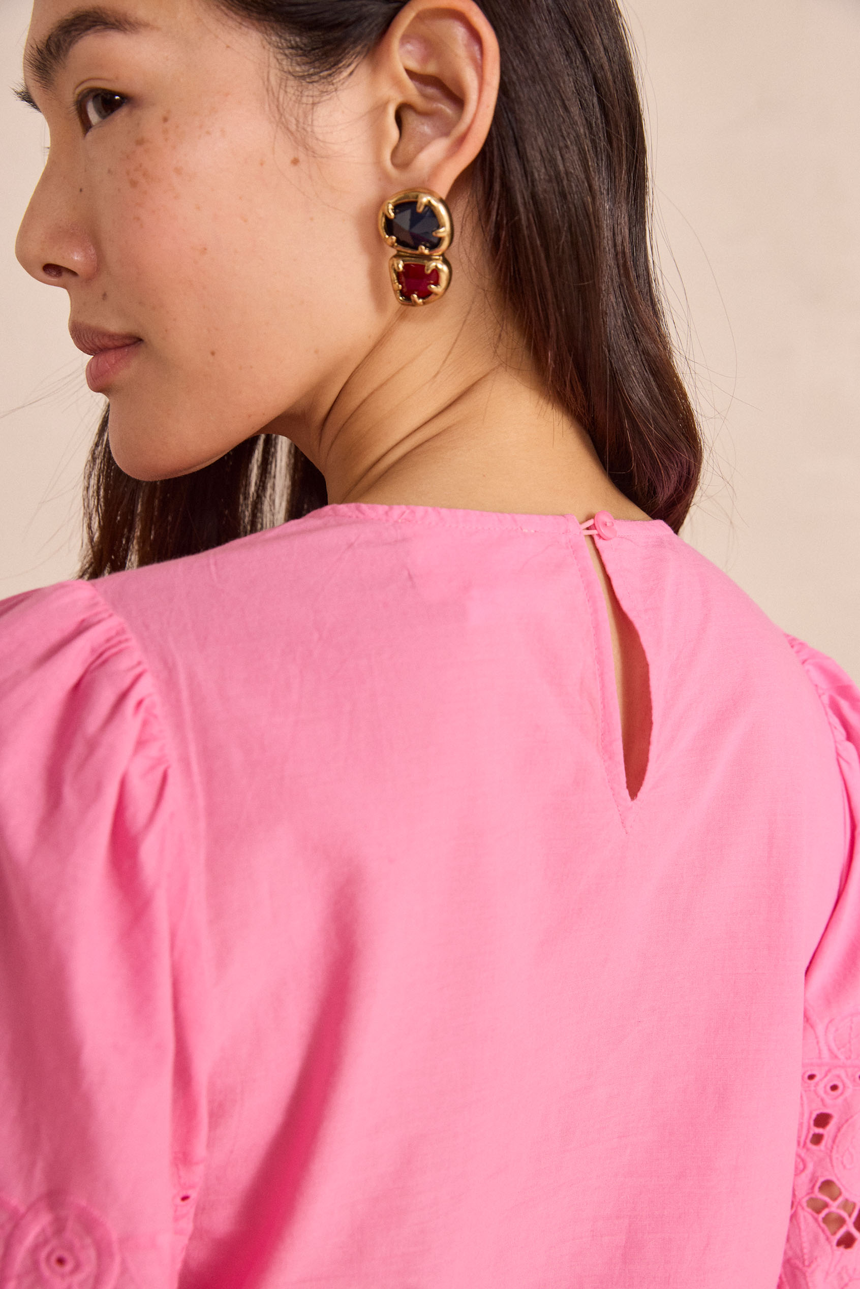Blouse brodée à manches 3/4 DAWSON Femme | ROSE | Maison 123