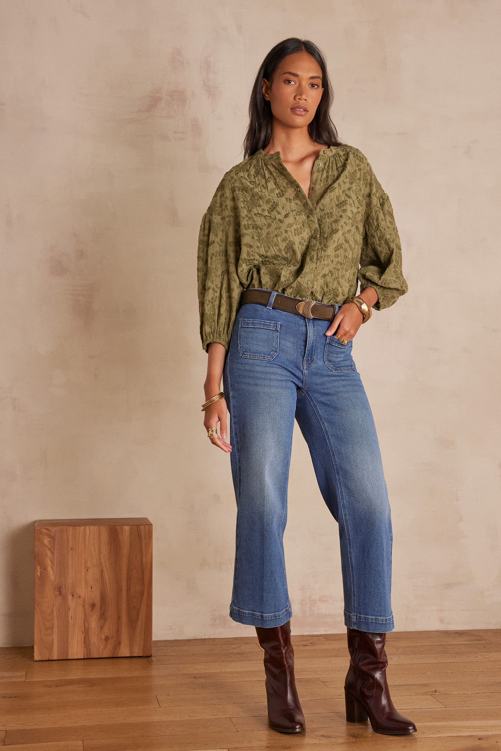 Jean LEA CROPPED en denim