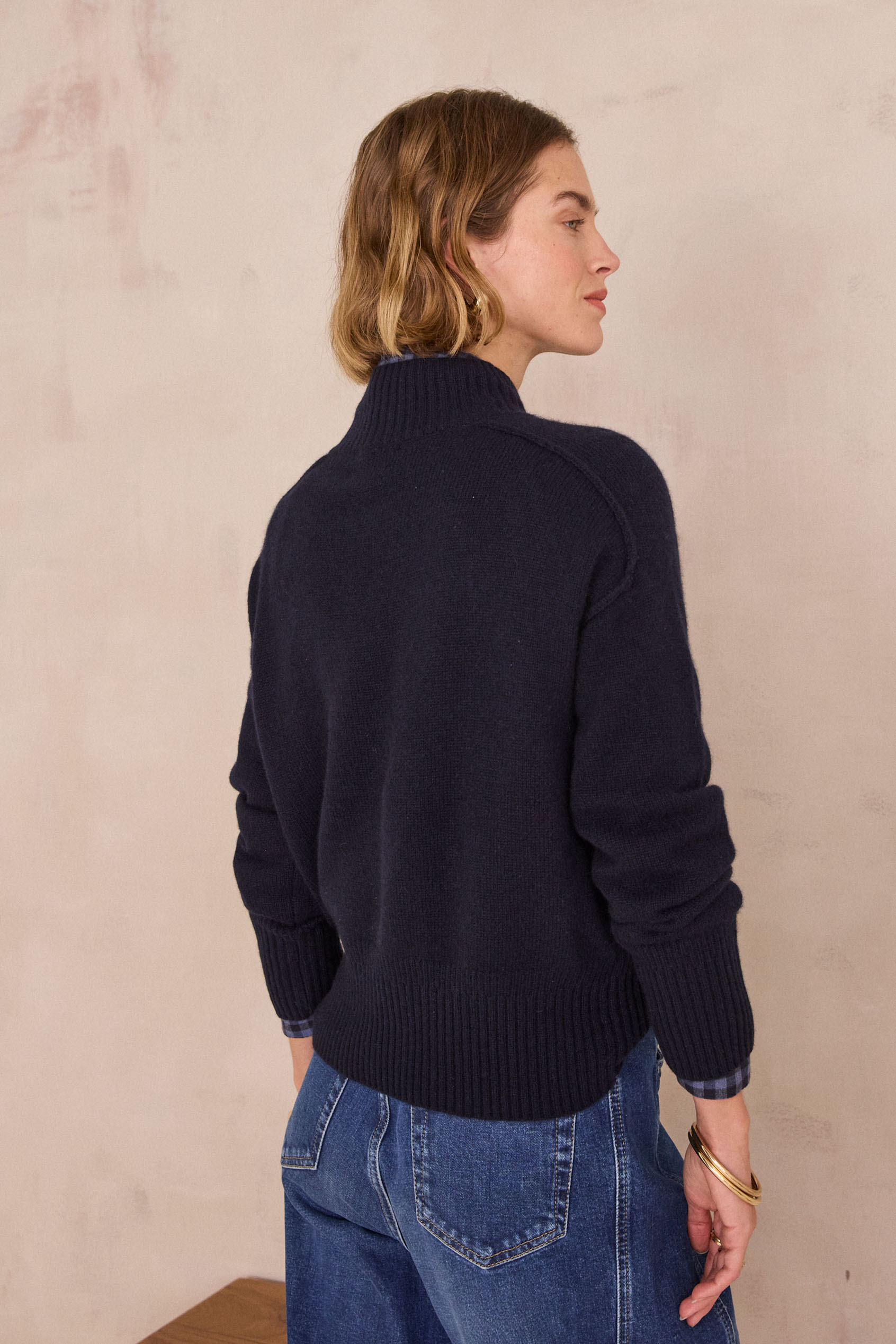 Pull 100% Cachemire Magaschoni Taille S - Col Tortue, Petites Rayures Douces, Neuf Avec étiquette