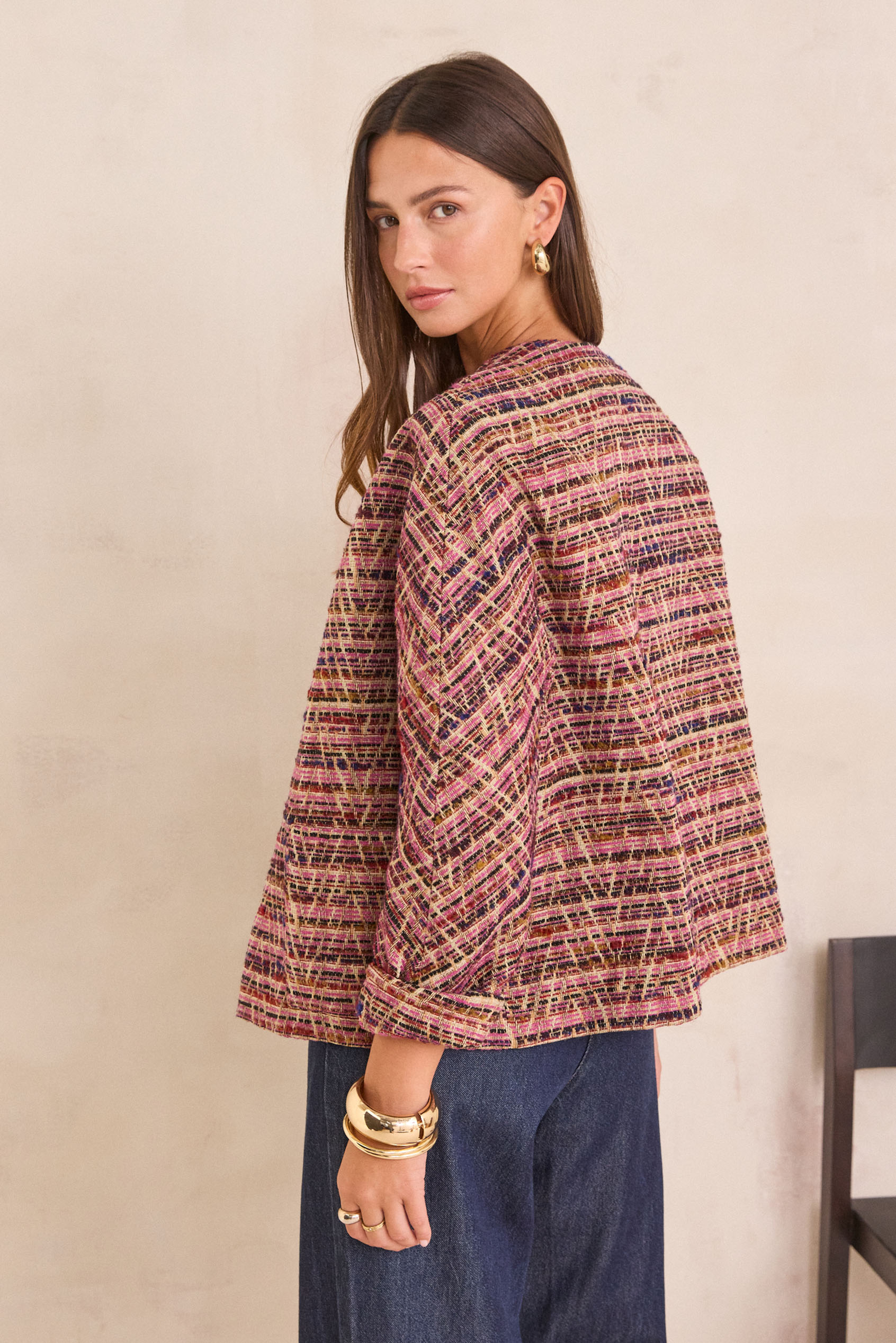 Veste Matelassée Caroline Constas Taille XS – Nœud Floral, Style Cottagecore, Lin Mélangé