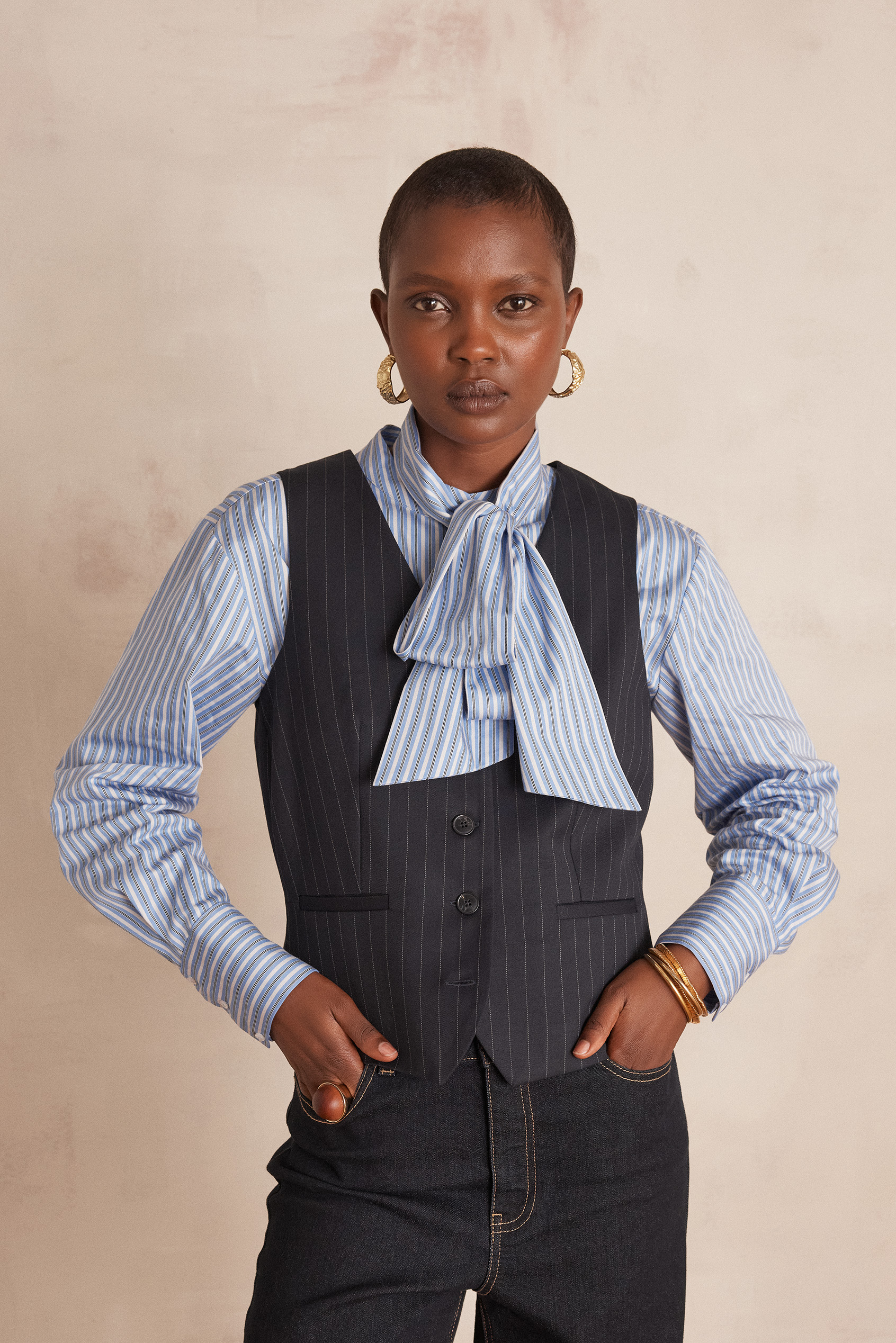 Gilet de tailleur sans manches ABEL rayée