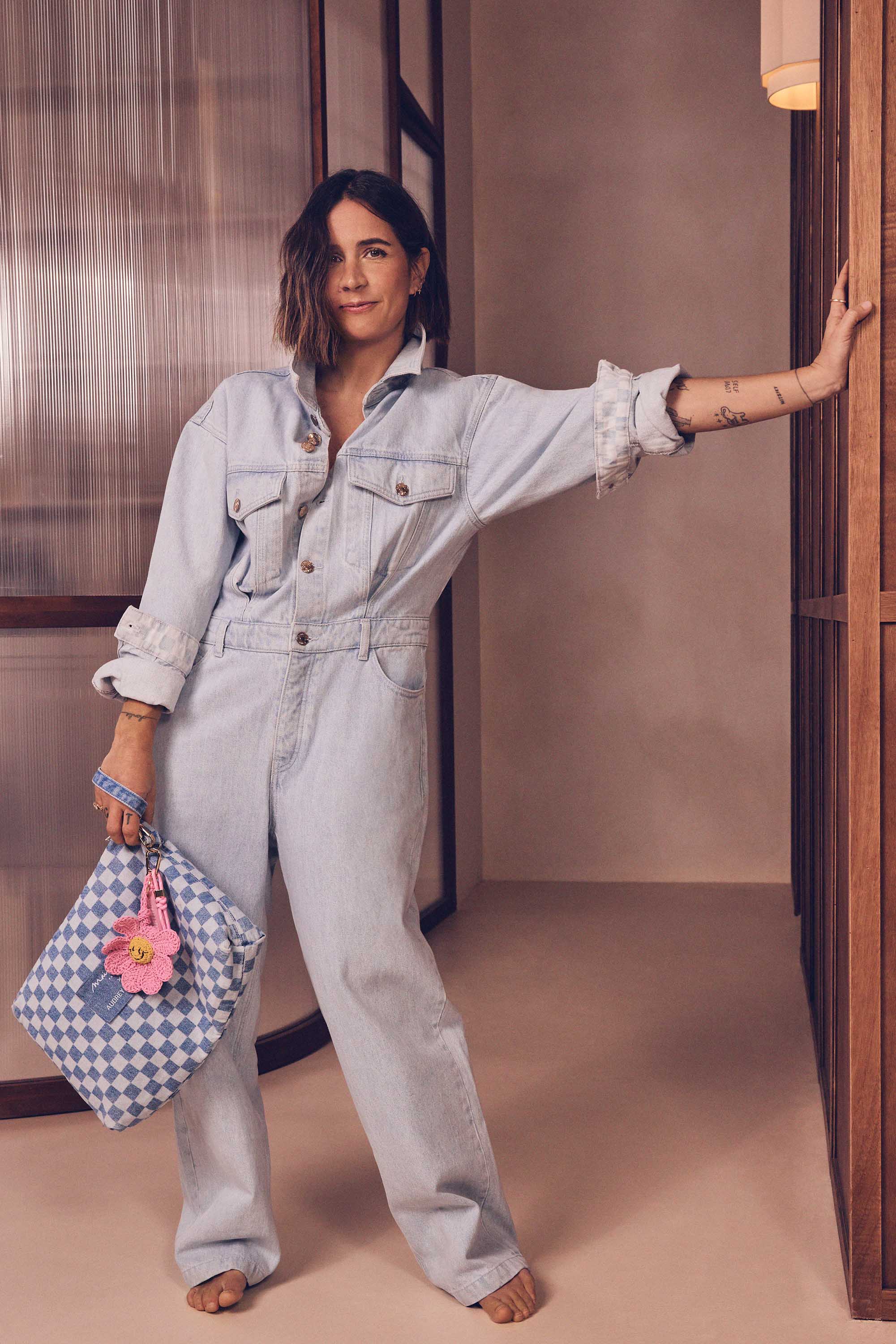 Combinaison ultra oversize en jean Audrey Lombard x Maison 123
