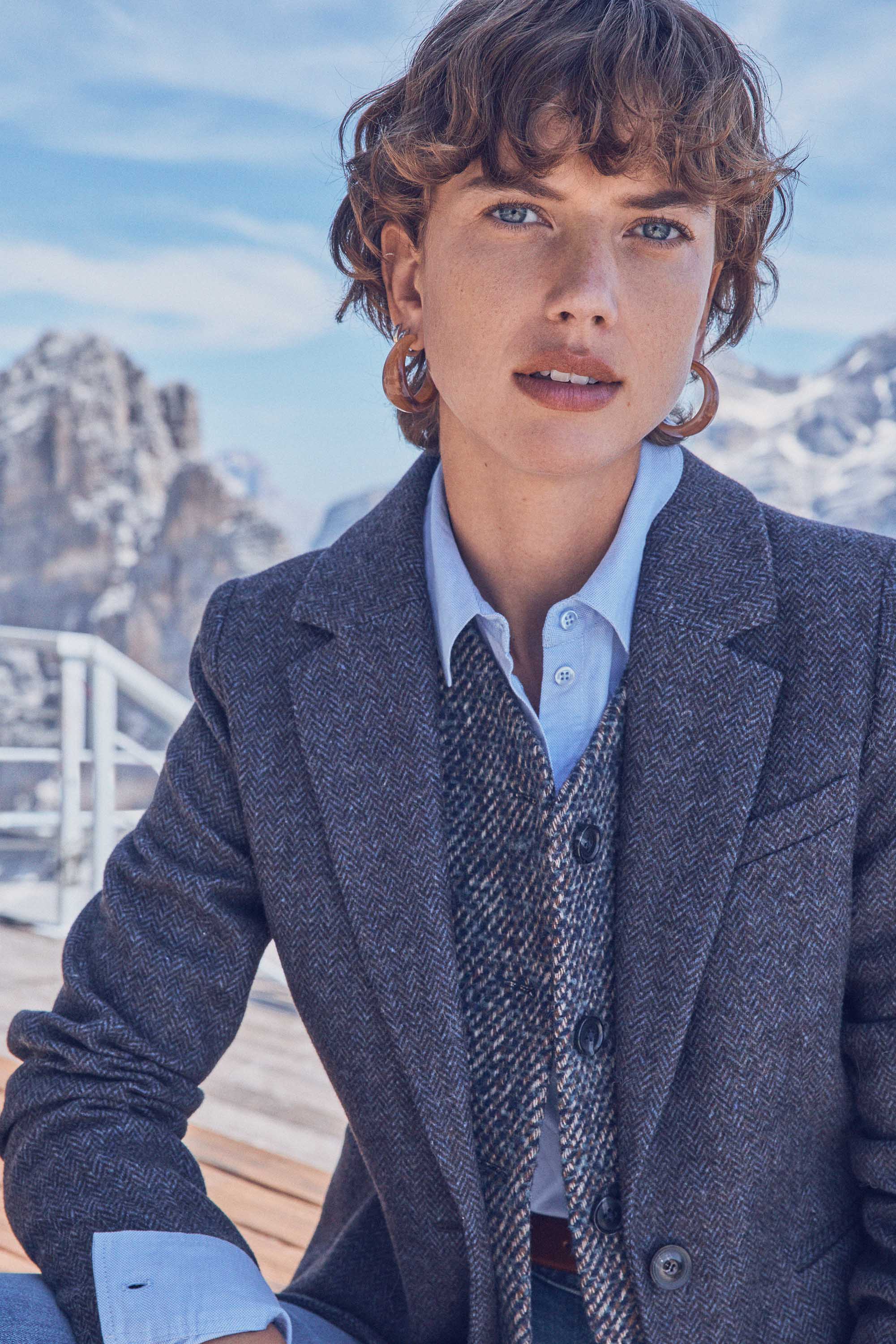 Veste tailleur en laine à chevrons COURTNEY