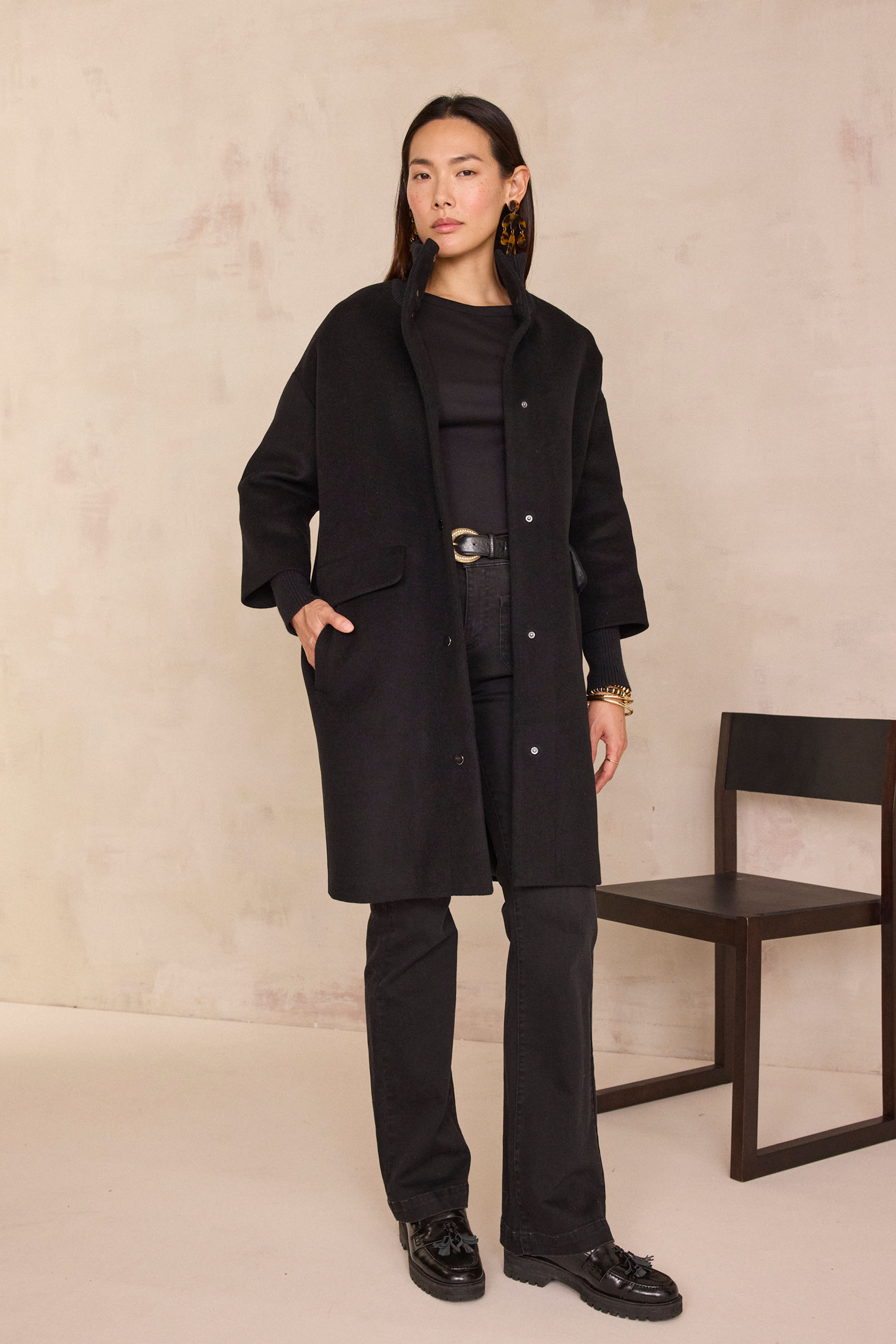 Manteau en laine MAGDA Femme NOIR Maison 123