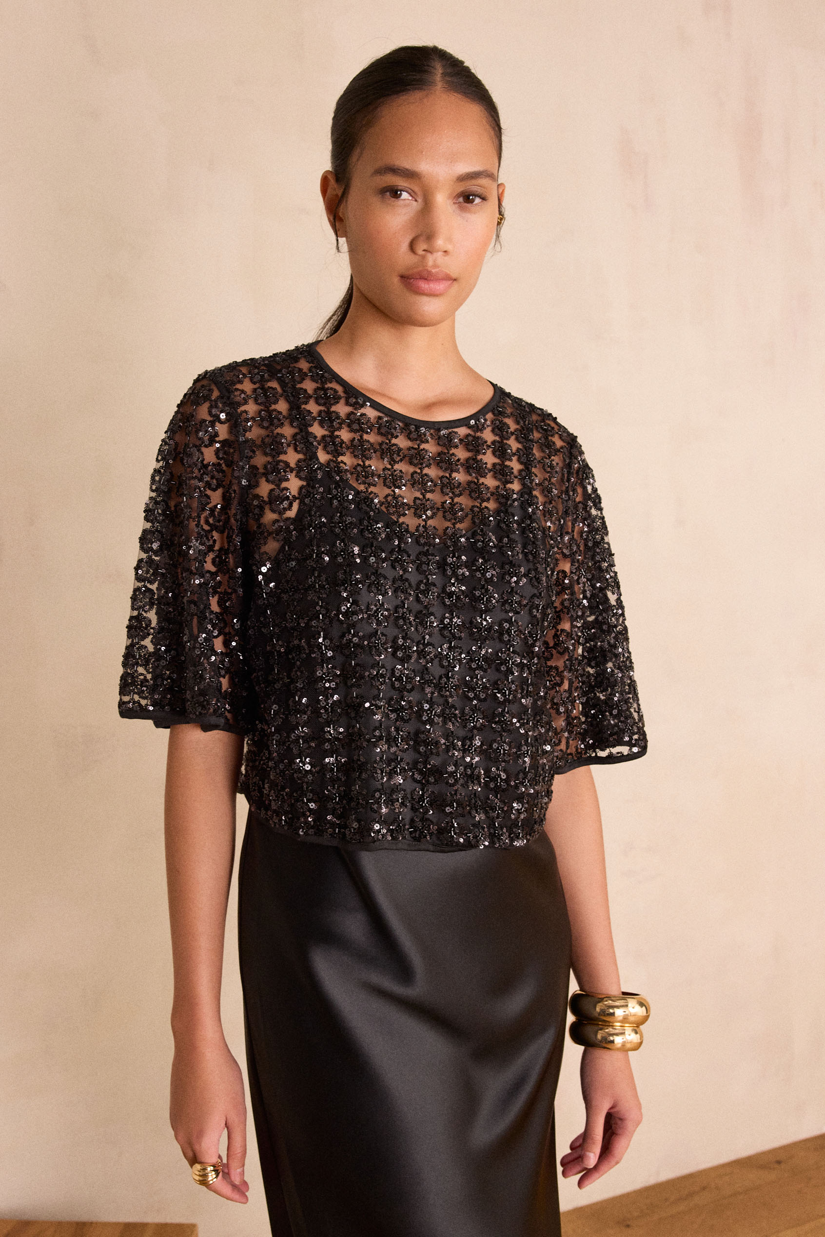 Top court à strass BLING POLYESTER | Maison 123