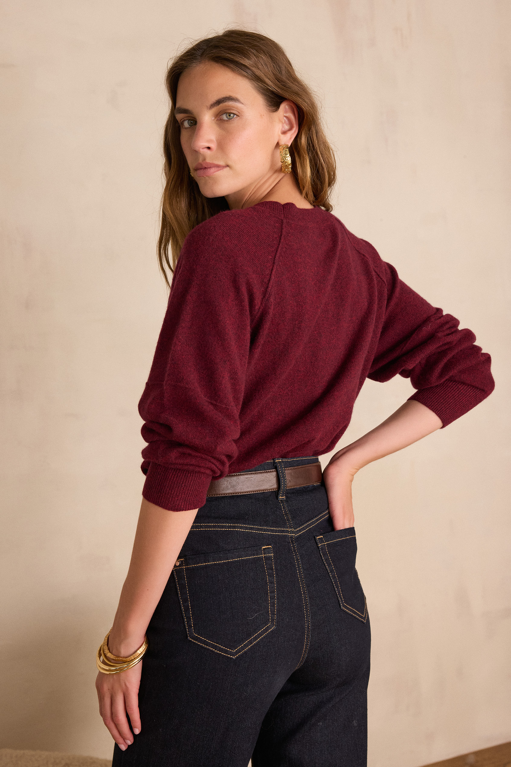 Pull en 100% cachemire fils ARY Femme BORDEAUX Maison 123